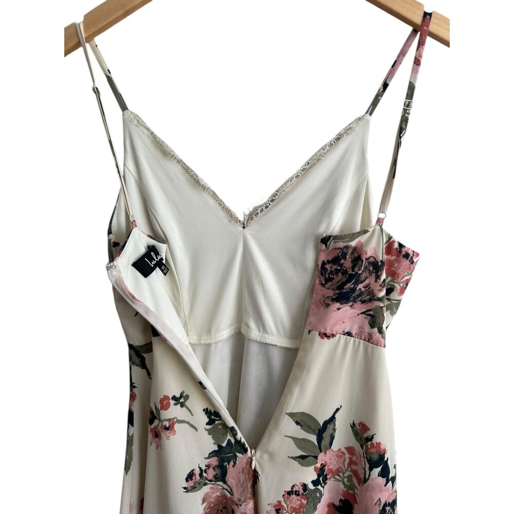 Lulus Emilee Cream Floral Print Spaghetti Strap Midi Dress Size XS - Picture 9 of 11